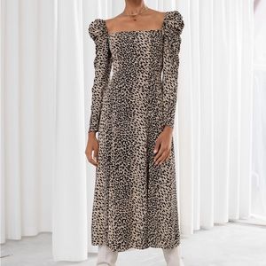 & Other Stories Ruched Leopard Maxi Dress 4